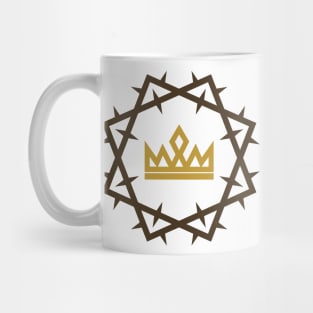 Christian illustration. Crown of the Lord framed with a crown of thorns. Mug